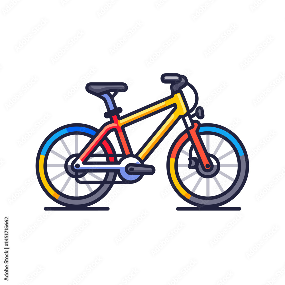 Colorful bike with a blue stripe on the front wheel Colorful bike with a blue stripe on the front wheel