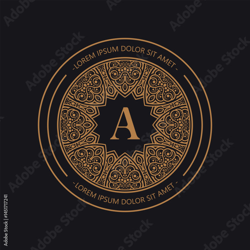 Elegant vintage monogram logo flourish line art graceful ornamentation victorian style