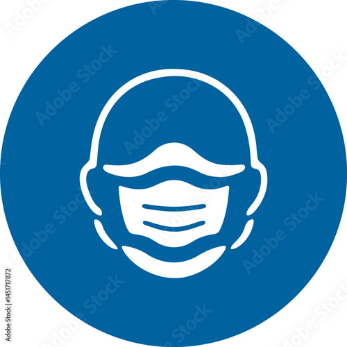 Adobe Illustrator Artsafety sign with white face mask icon on blue circular background indicating mandatory mask usagework