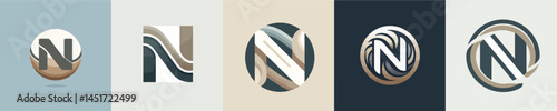 Earth tone letter N logo vector