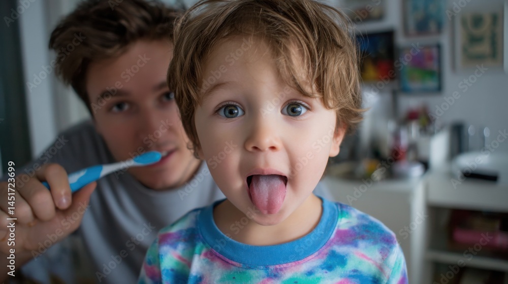 A moment of playful childhood and care routine A moment of playful childhood and care routine