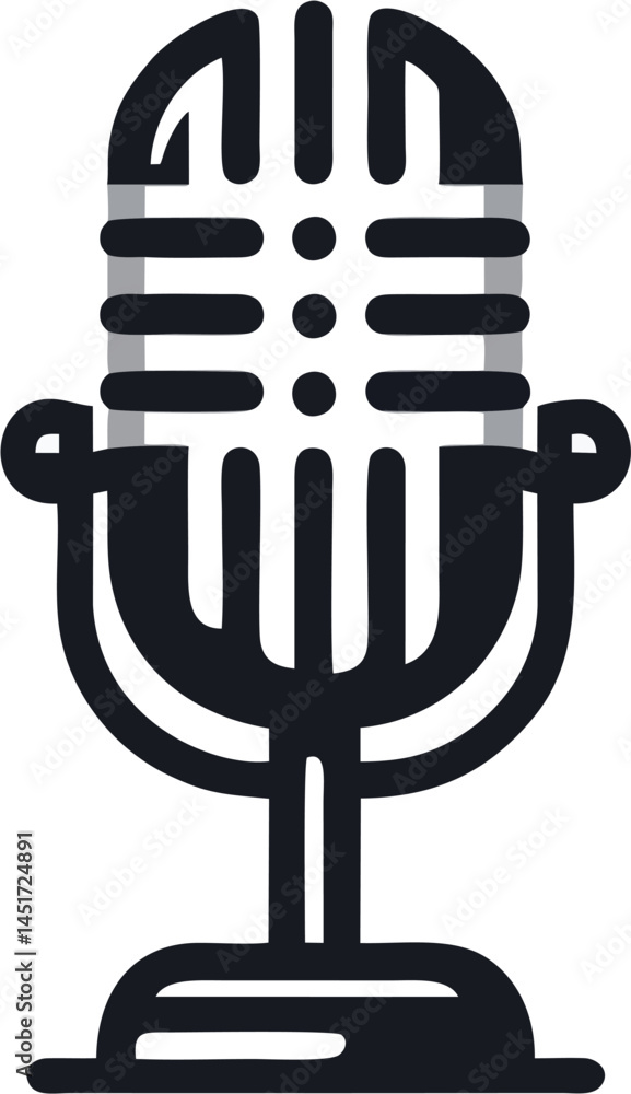Old-School Microphone Vector Illustration for Media and Communication Old-School Microphone Vector Illustration for Media and Communication