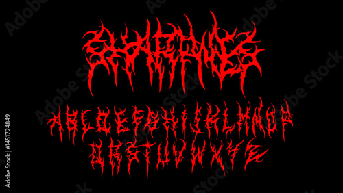 Sharpness, Vector font design featuring razor sharp, chaotic strokes. perfect for metal logos, streetwear, and extreme typography etc