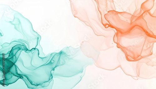 Dynamic abstract fluid art displaying orange and teal swirls digital art composition modern aesthetic clean background