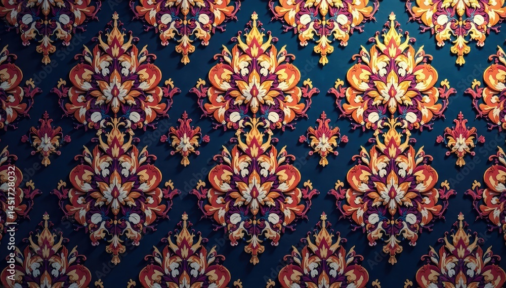 Fototapeta premium Geometric damask pattern with contrasting light and dark shades , contrast, contemporary, background texture