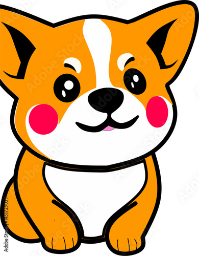 An illustration or vector of a cute corgi manually hand traced