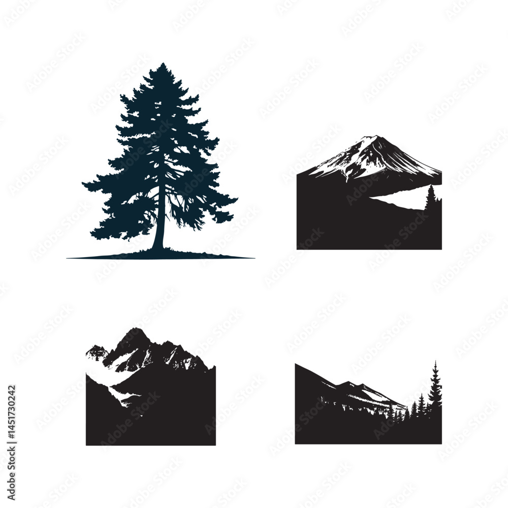 Fototapeta premium set of vector icons of mountains