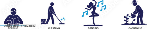 Human Activity Icon Set Flat Style.