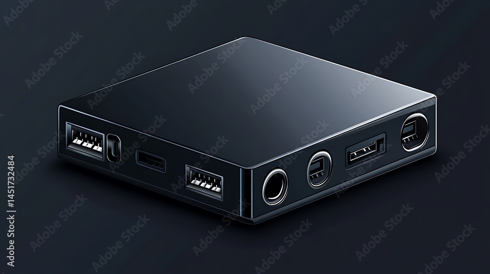 Obraz premium Black Media Streaming Box Closeup.
