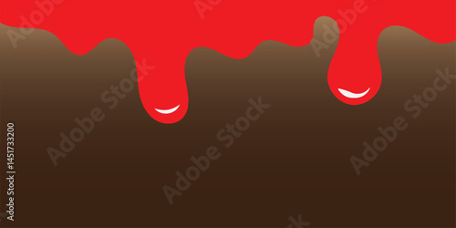 Abstract Dripping Red Shapes on Brown Background with Smooth Gradients