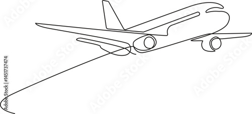 Airplane icon continuous one line drawing of outline vector illustration, One continuous line drawing of Airplane. Business Concept of world travel and international flight, Single one line drawn.