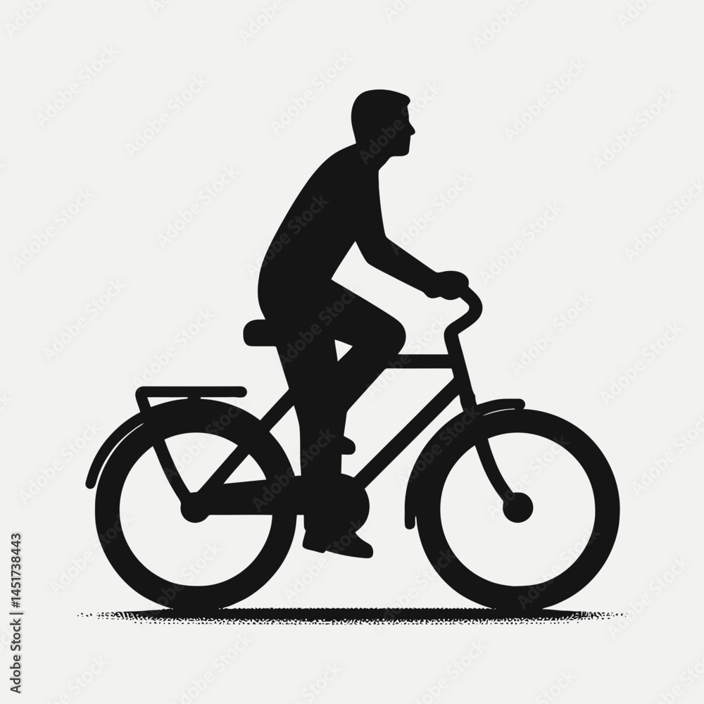 Naklejka premium very simple flat and single minimalist Man on the Bike Silhouettes in black on a white background