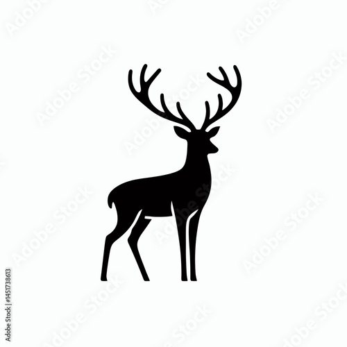 very simple flat and single minimalist Deer Silhouettes in black on a white background
