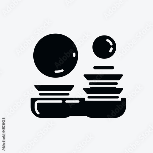  very simple flat and single minimalist Contact Lens Cases Silhouettes in black on a white background 