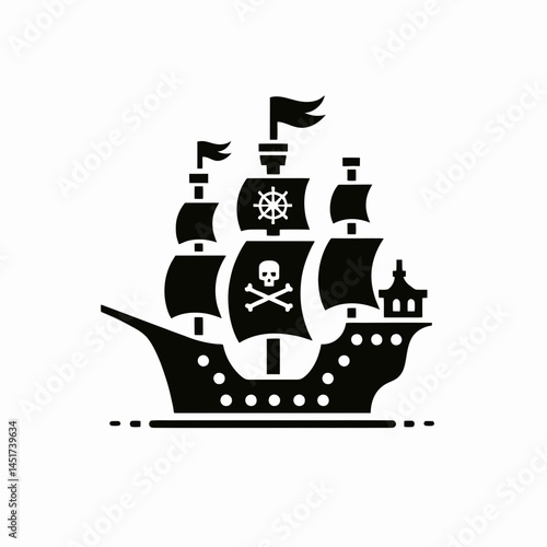  very simple flat and single minimalist Pirate Rum Silhouettes in black on a white background