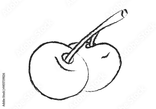 Icono negro de cerezas hechos con trazo de pincel