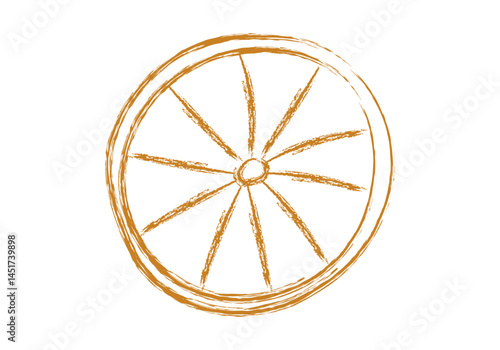 Dibujo de rodaja de naranja hecha con trazo de pincel 
