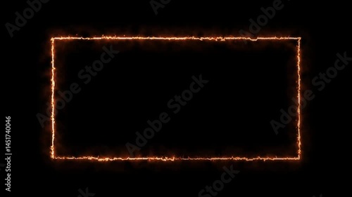 Glowing neon fire frame on black, webcam border facecam overlay.