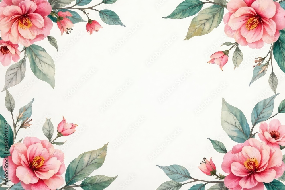 Fototapeta premium Subtle watercolor floral design repeats flawlessly as endless backdrop , botanical, elegant background, floral background