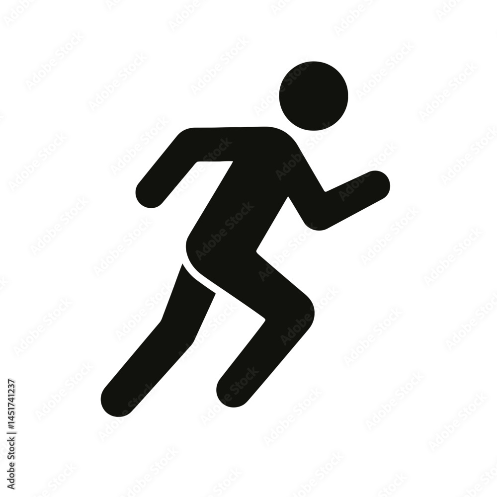 very simple flat and single minimalist Man Running Silhouettes in black on a white background very simple flat and single minimalist Man Running Silhouettes in black on a white background