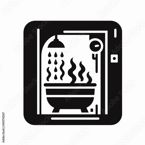  very simple flat and single minimalist Steam Room Silhouettes in black on a white background
