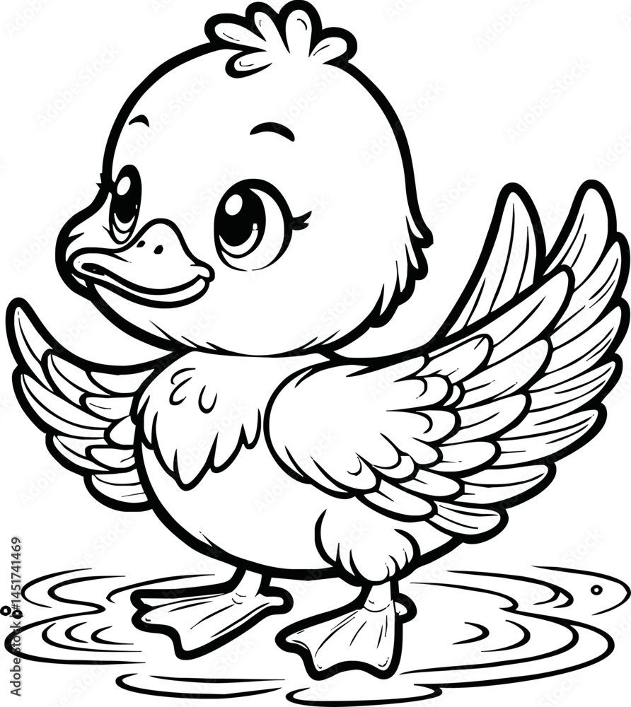 Fototapeta premium Cute duck vector illustration for children colouring page