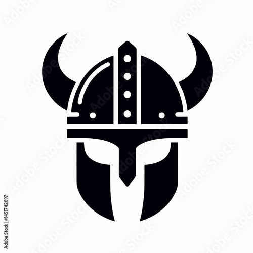  very simple flat and single minimalist Viking Helmet Silhouettes in black on a white background 
