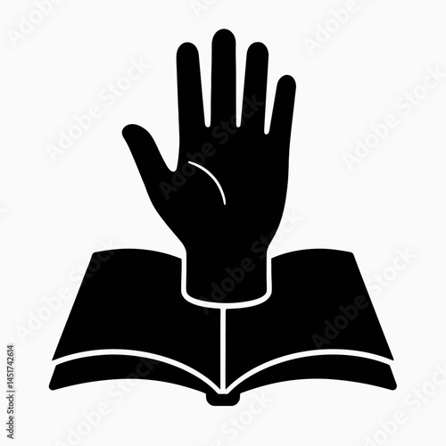  very simple flat and single minimalist Palm Reading Silhouettes in black on a white background