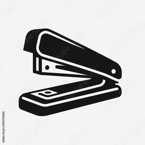  very simple flat and single minimalist Stapler Silhouettes in black on a white background 