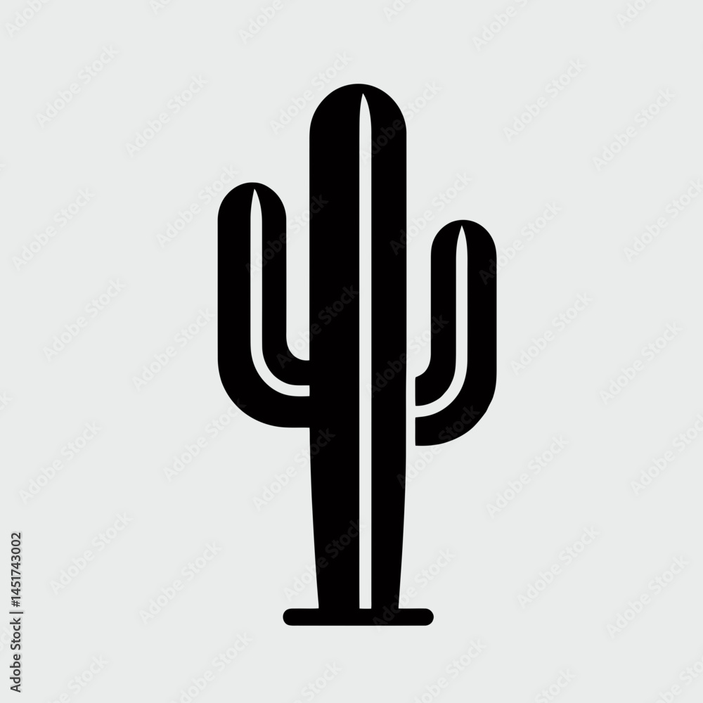 very simple flat and single minimalist Cactus Plant Silhouettes in black on a white background very simple flat and single minimalist Cactus Plant Silhouettes in black on a white background