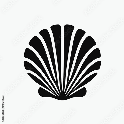  very simple flat and single minimalist Clams Silhouettes in black on a white background