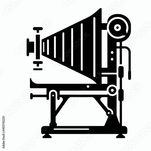  very simple flat and single minimalist Darkroom Enlarger Silhouettes in black on a white background