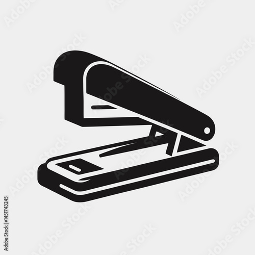  very simple flat and single minimalist Stapler Silhouettes in black on a white background 