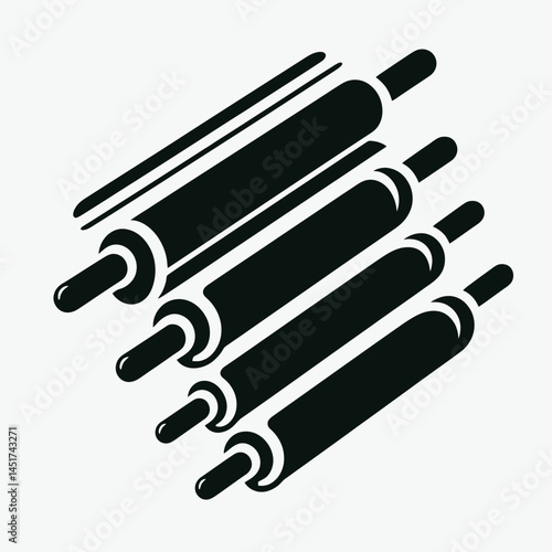  very simple flat and single minimalist Rolling Dough Silhouettes in black on a white background 