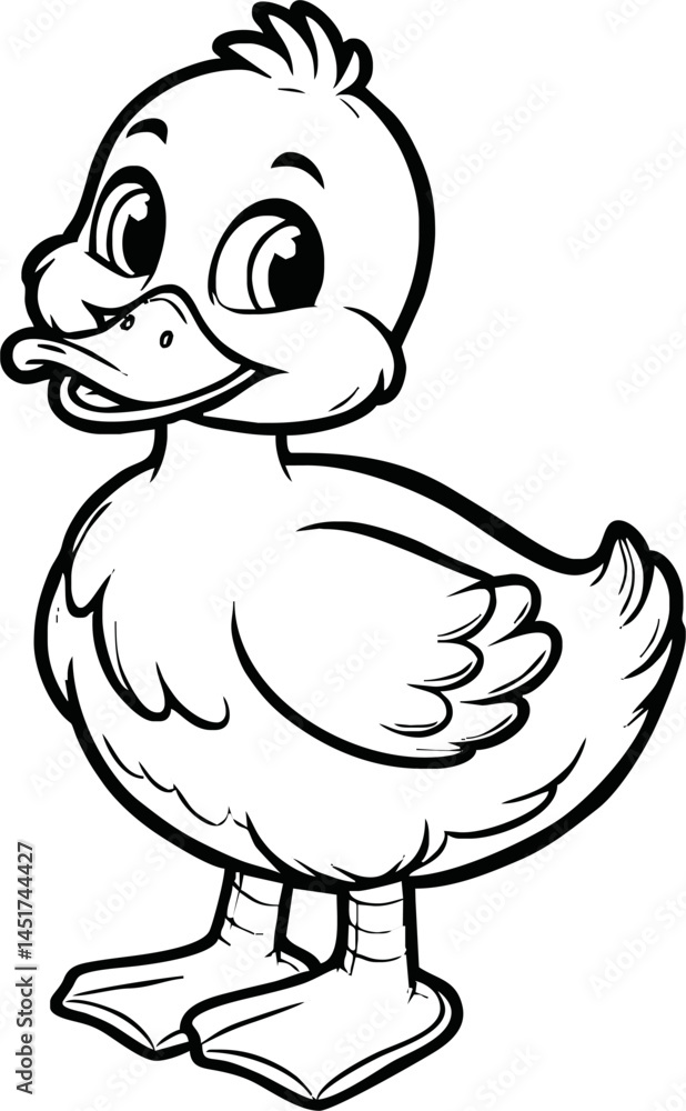 Cute duck vector illustration for children colouring page Cute duck vector illustration for children colouring page