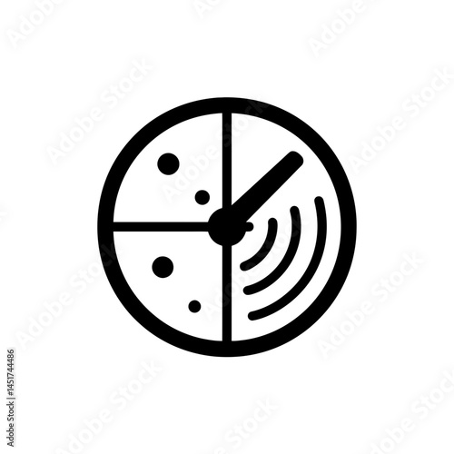  very simple flat and single minimalist Radar Screen Silhouettes in black on a white background 