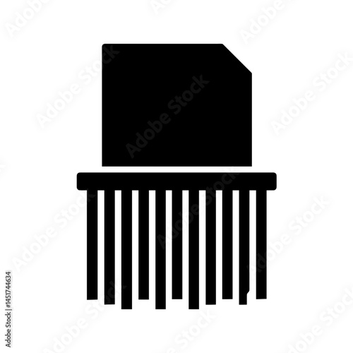  very simple flat and single minimalist Shredding Paper Silhouettes in black on a white background 