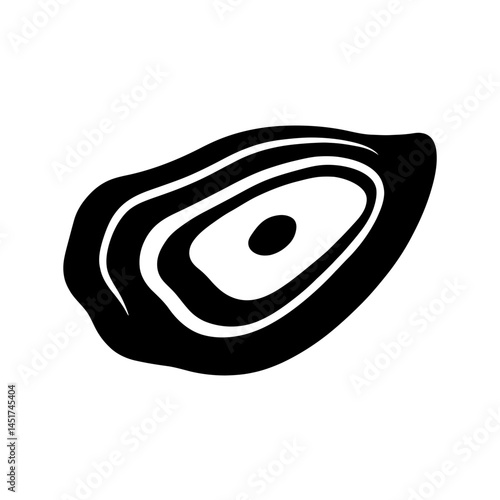  very simple flat and single minimalist Oyster Silhouettes in black on a white background
