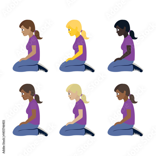 Woman Kneeling kneel vector illustration emoji symbol sign icon flat design