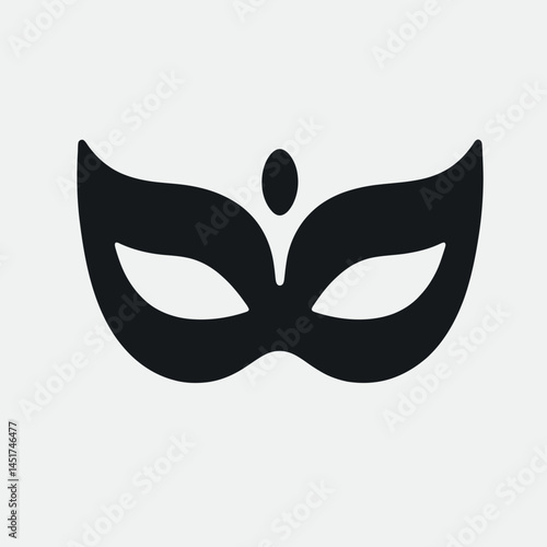  very simple flat and single minimalist Masquerade Mask Silhouettes in black on a white background