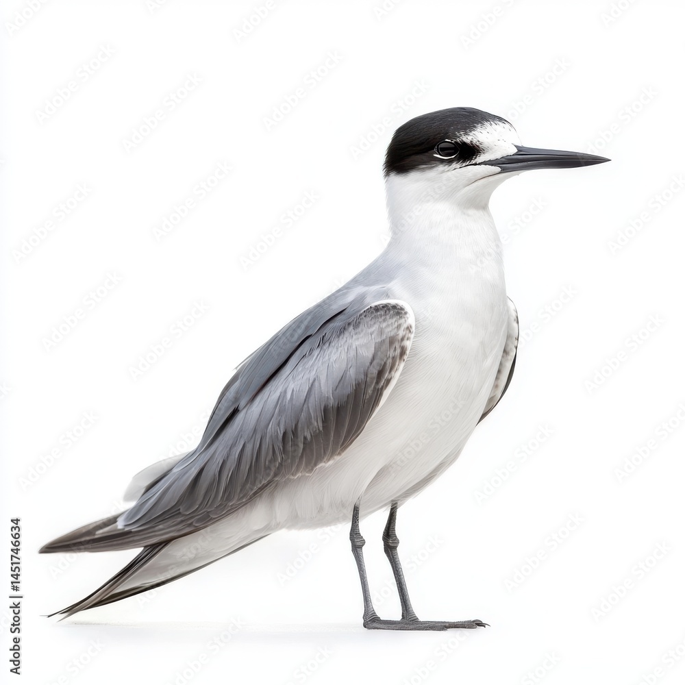 Fototapeta premium Grey and White Bird Profile on White Background