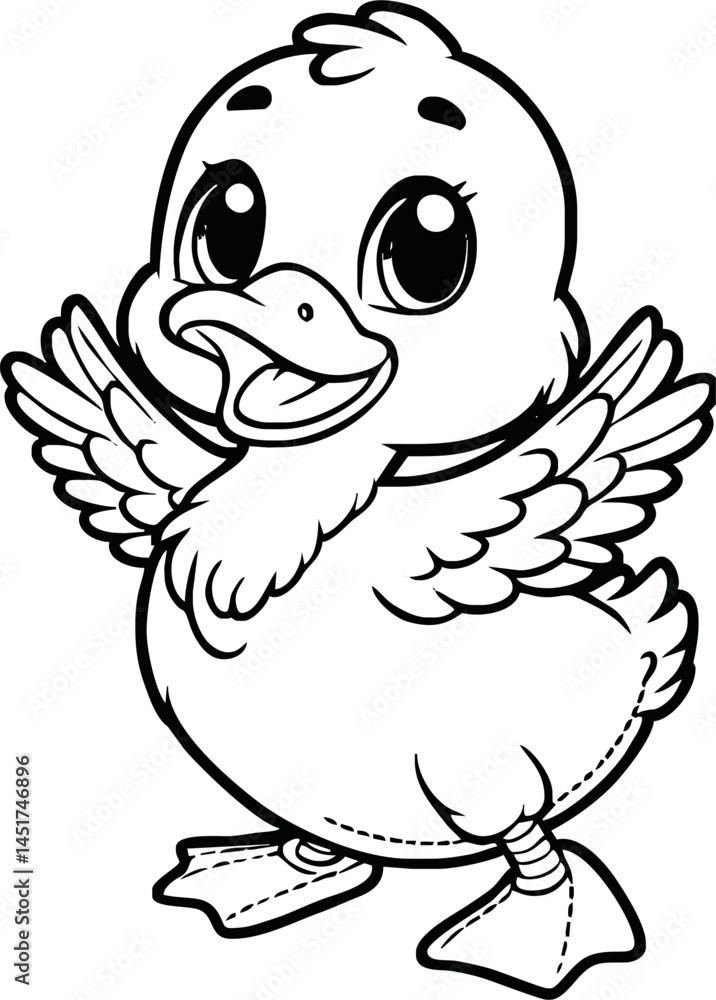 Cute duck vector illustration for children colouring page Cute duck vector illustration for children colouring page