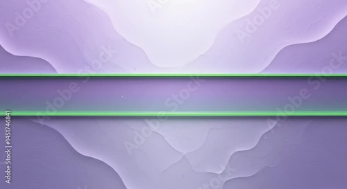 Abstract background design with smooth purple waves and green highlight for copy space