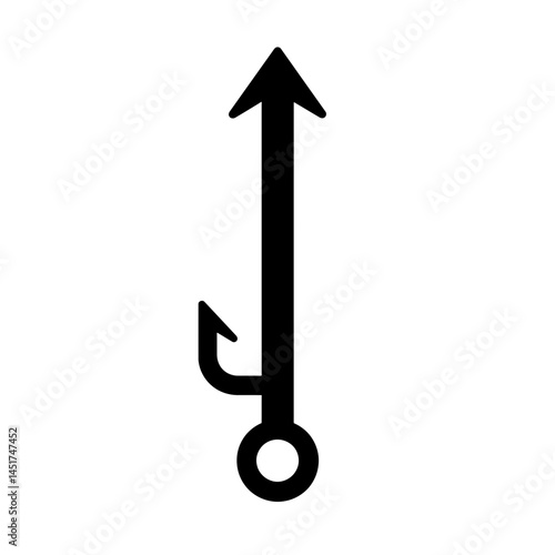  very simple flat and single minimalist Fishing Harpoon Silhouettes in black on a white background