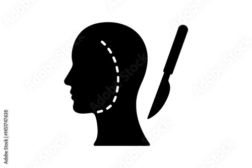  very simple flat and single minimalist Plastic Surgery Silhouettes in black on a white background 
