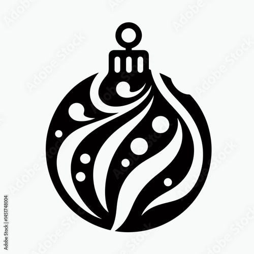  very simple flat and single minimalist Christmas Decoration Ball Silhouettes in black on a white background 
