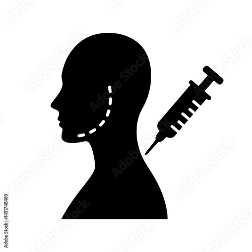  very simple flat and single minimalist Plastic Surgery Silhouettes in black on a white background 