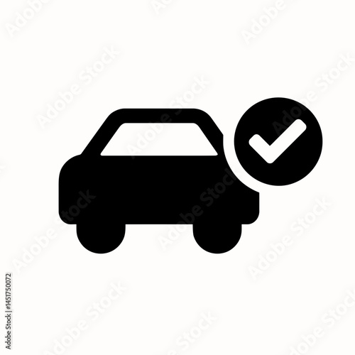  very simple flat and single minimalist Checking Car Silhouettes in black on a white background