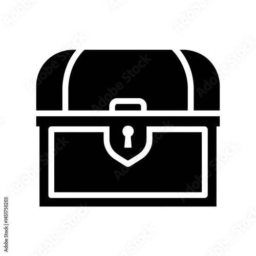  very simple flat and single minimalist Treasure Chest Silhouettes in black on a white background