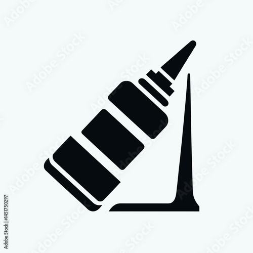  very simple flat and single minimalist Sile and Glue Sealant Silhouettes in black on a white background